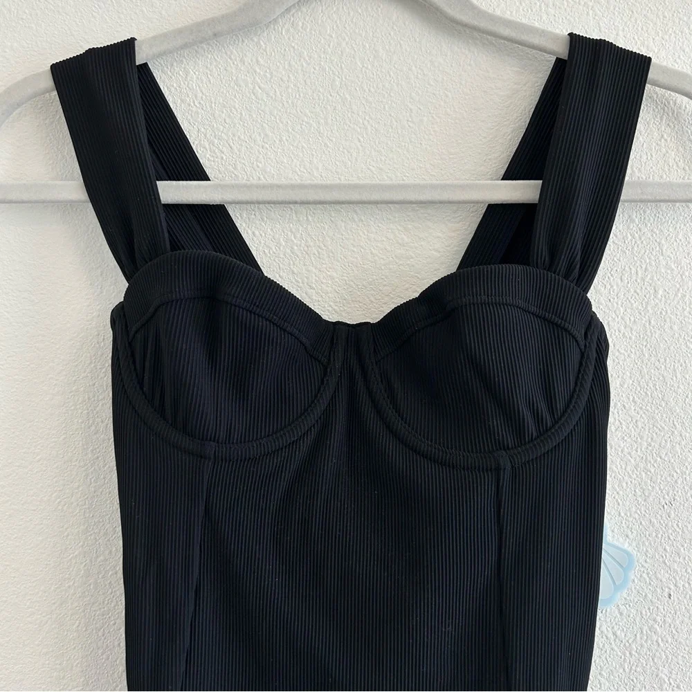 Popflex Boardwalk Bombshell Cheeky One Piece Black Rib - Picture 3 of 7